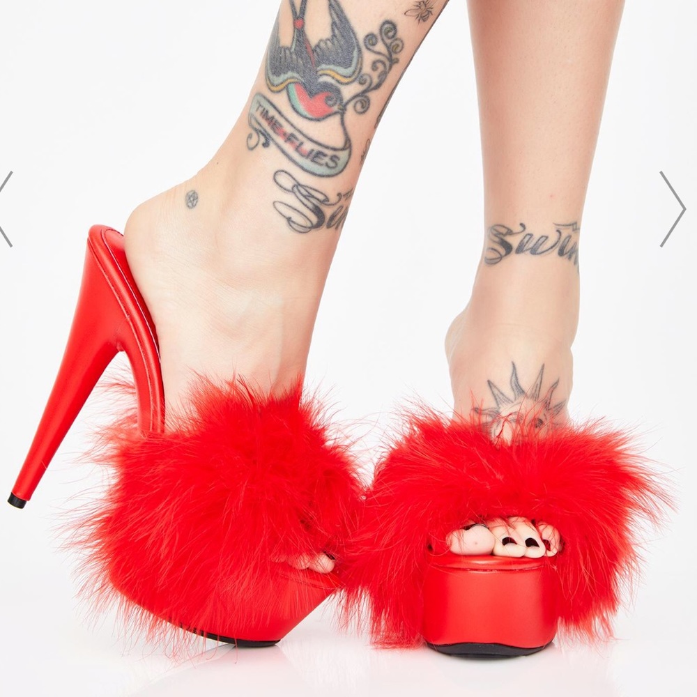 Sexy Furry Platform Mules - NEW!
